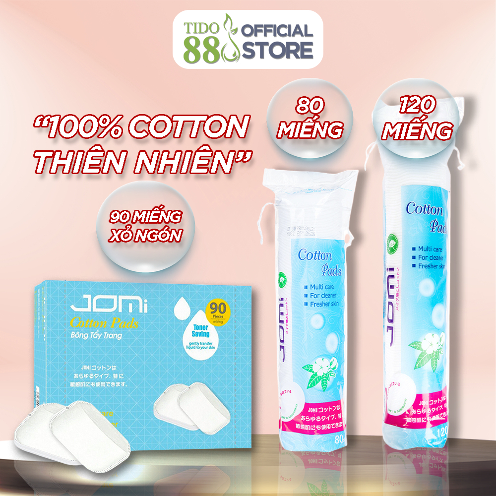 Bông tẩy trang Jomi Nhật Bản cotton 80 miếng 120 miếng NPP Tido88