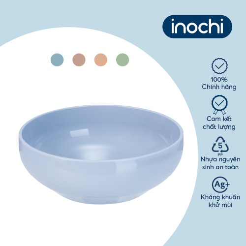 Bát nhựa ăn dặm cho bé 850ml Inochi Amori nhựa nguyên sinh kháng khuẩn Ag+ loại lớn, an toàn cho bé