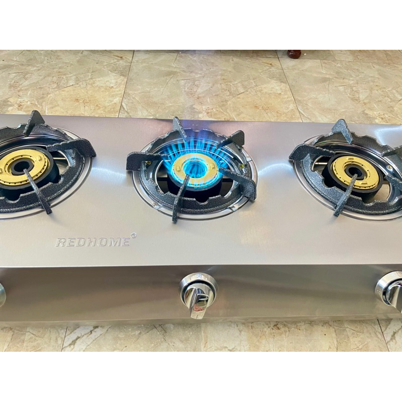 Bếp gas 4 lò inox REDHOME ( kiềng gang nút inox ) | Shopee Việt Nam
