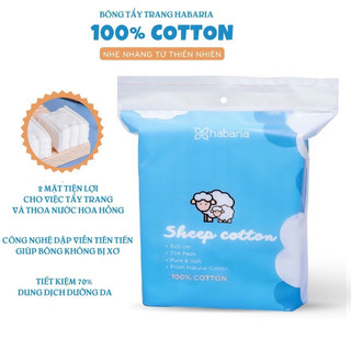Bông Tẩy Trang Cừu Habaria Sheep Cotton 234 Miếng sợi bông nguyên chất 100% cotton mềm mại, không xù an toàn cho da