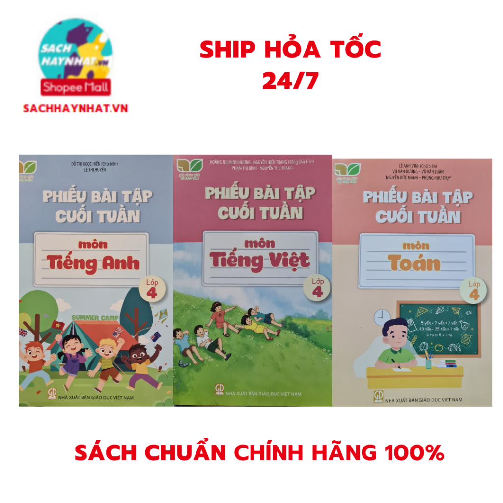 Ảnh Sách - ( Kết nối tri thức ) Phiếu bài tập cuối tuần môn tiếng anh,toán,tiếng việt lớp 4 - Combo +lẻ tùy chọn 1