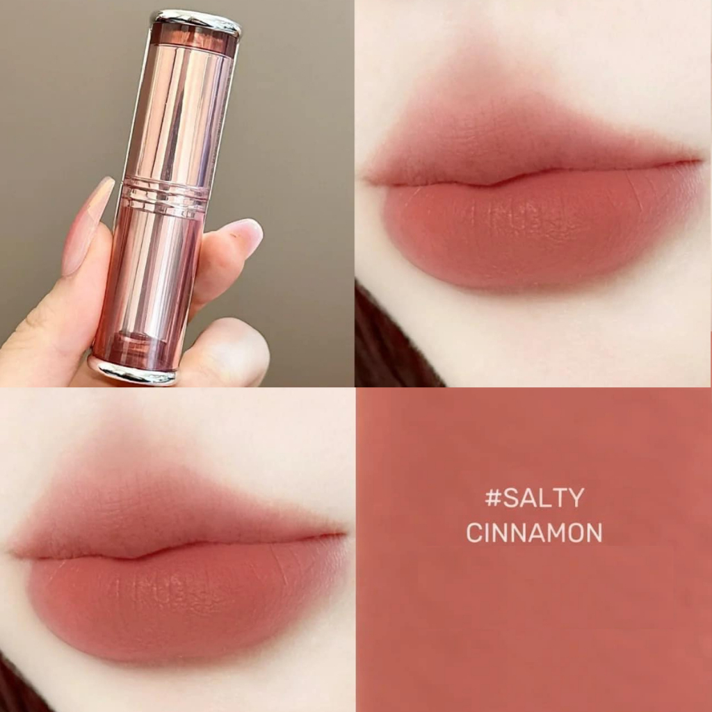 Son Thỏi 3CE Blur Matte Lipstick Salty Cinnamon Tông Màu Cam Quế, Cam Hồng Khô Chất Son Mềm Mượt 4g