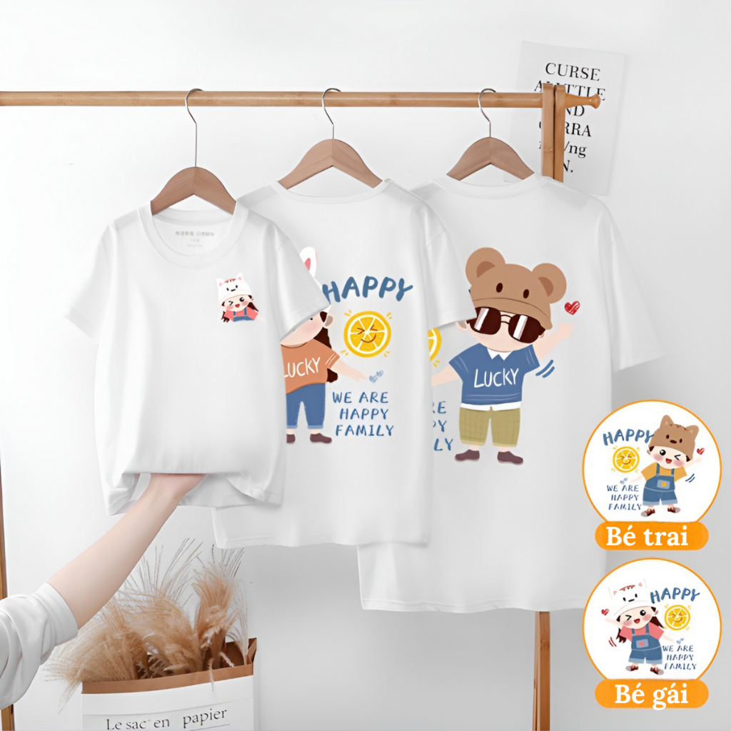Áo Gia Đình 3 4 5 Người Đồ Đôi Mẹ Và Bé Phông Unisex Vải Cotton Thoáng Mát Hàn Quốc Mặc Nhà Đi Chơi