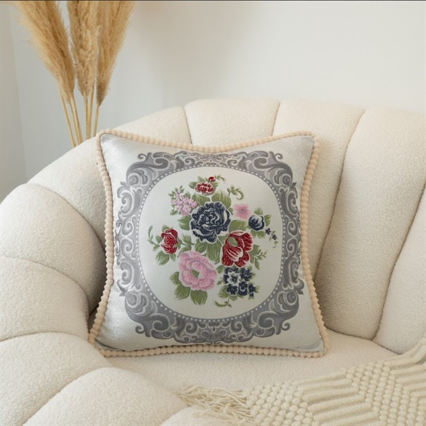Vỏ Gối Vuông Trang Trí Sofa Thêu Nổi Hoa Văn Phong Cách Tây Âu Sang Trọng Passion
