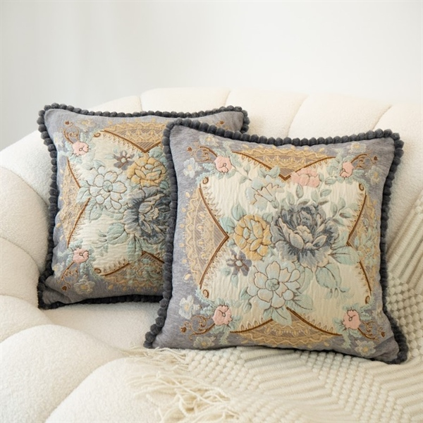 Vỏ Gối Vuông Trang Trí Sofa Thêu Nổi Hoa Văn Phong Cách Tây Âu Sang Trọng Passion