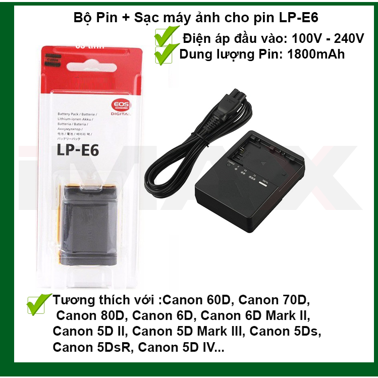 PIN SẠC CANON LP-E6, DUNG LƯỢNG CAO | Shopee Việt Nam