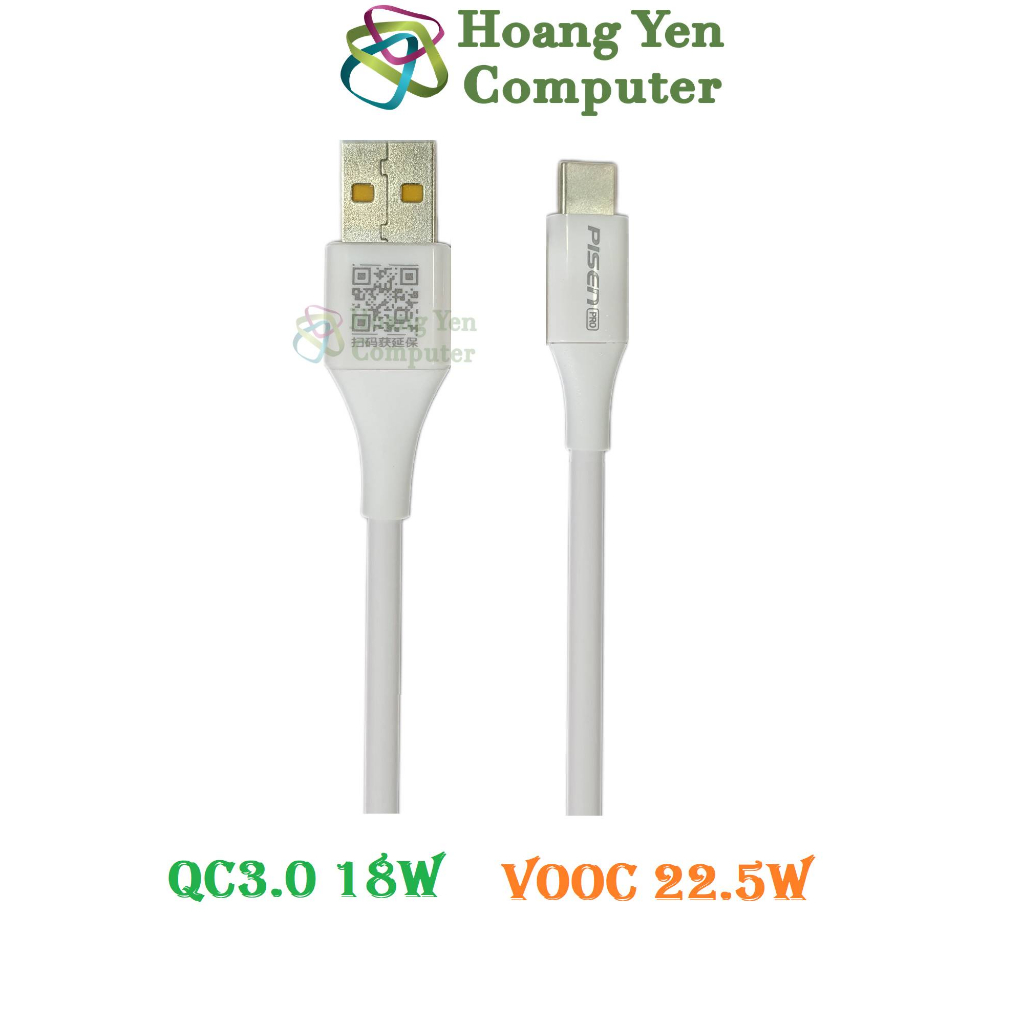 Cáp Sạc Pisen TYPE C Cho Android - Sạc Nhanh QC3.0 18W, VOOC 22.5W - BH 6 tháng 1 đổi 1 | Pisen Type C LH-TC07