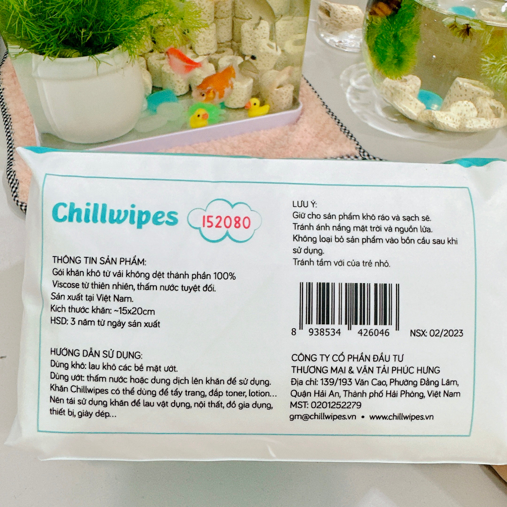 Ảnh Khăn Mặt Khô Chillwipes Facial & Hand Disposable Cleansing Towel (80 Tờ) 4