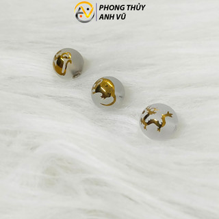 3 viên tam hợp thân tý thìn chất liệu mã não trắng đã khai quang - size 8 10 12ly - may mắn tài lộc