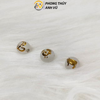 3 viên tam hợp tỵ dậu sửu chất liệu mã não trắng đã khai quang - size 8 10 12ly - may mắn tài lộc