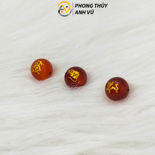 3 viên tam hợp thân tý thìn chất liệu mã não đỏ đã khai quang - size 8 10 12ly - may mắn tài lộc