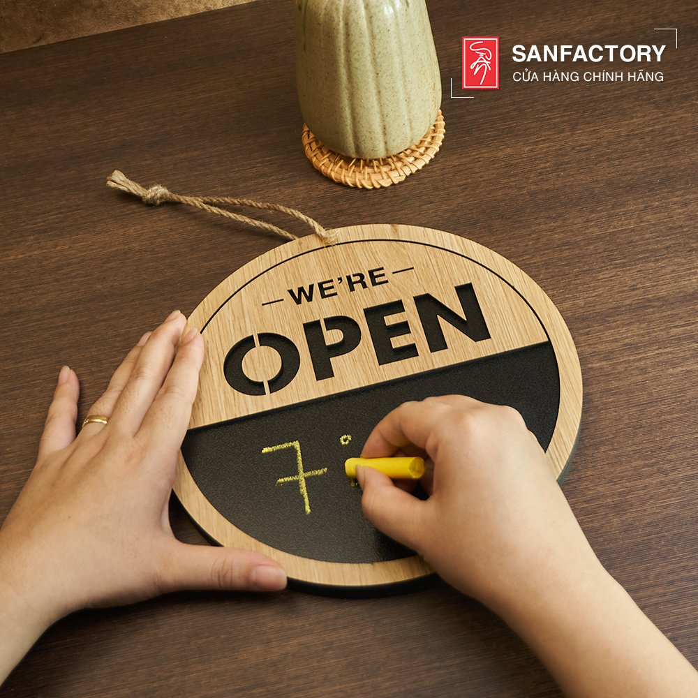 Bảng viết phấn Open Close 2 mặt treo cửa trang trí nhà hàng, cửa hàng kinh doanh