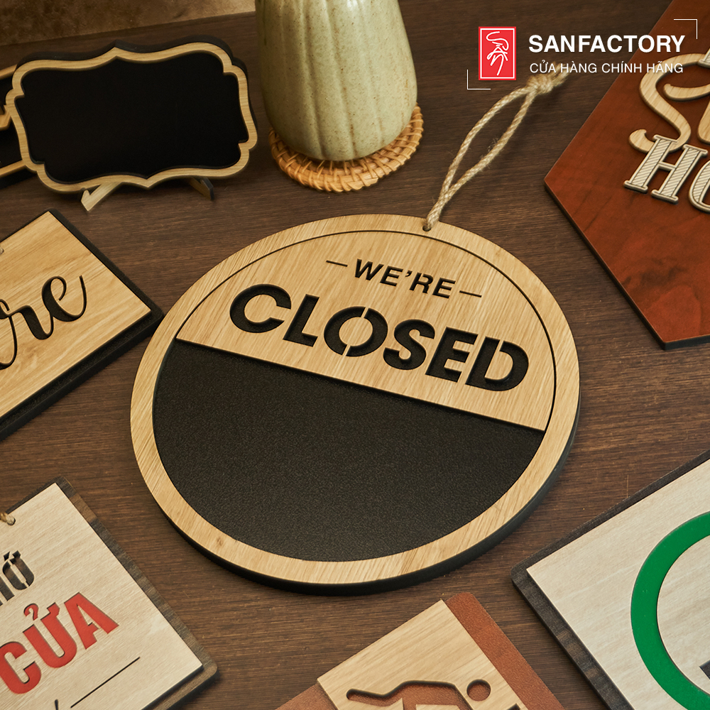Bảng viết phấn Open Close 2 mặt treo cửa trang trí nhà hàng, cửa hàng kinh doanh