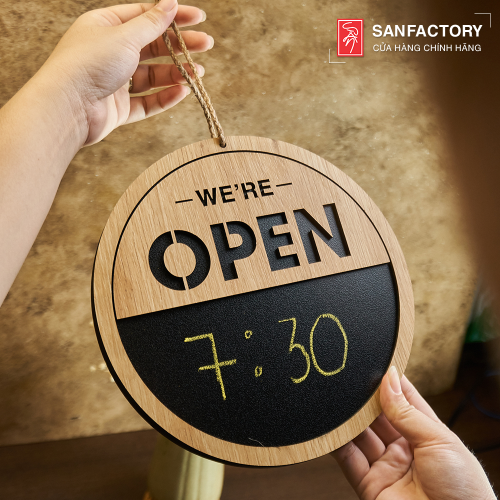 Bảng viết phấn Open Close 2 mặt treo cửa trang trí nhà hàng, cửa hàng kinh doanh