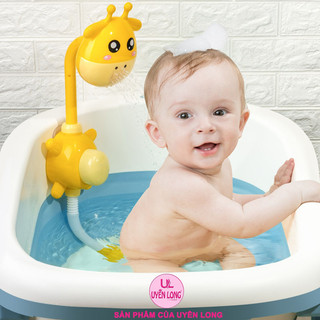 Sen Tắm Đồ Chơi Cho Bé – Vòi Tắm Hình Hươu/Hà Mã Không Dùng Pin, Hút Nước Phun Nước Bé Thích Tắm
