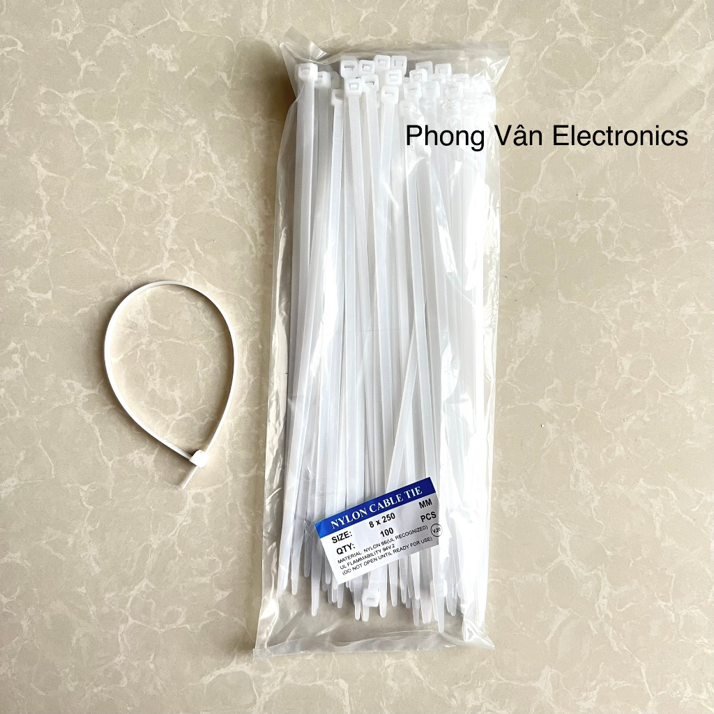 Dây rút nhựa trắng trong loại dày (bịch 70 sợi) KT: 8x150, 8x200, 8x250, 8x300, 8x350, 8x400, 10x500