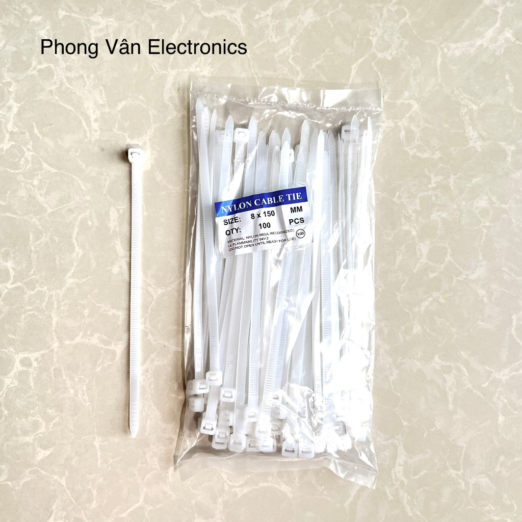 Dây rút nhựa trắng trong loại dày (bịch 70 sợi) KT: 8x150, 8x200, 8x250, 8x300, 8x350, 8x400, 10x500