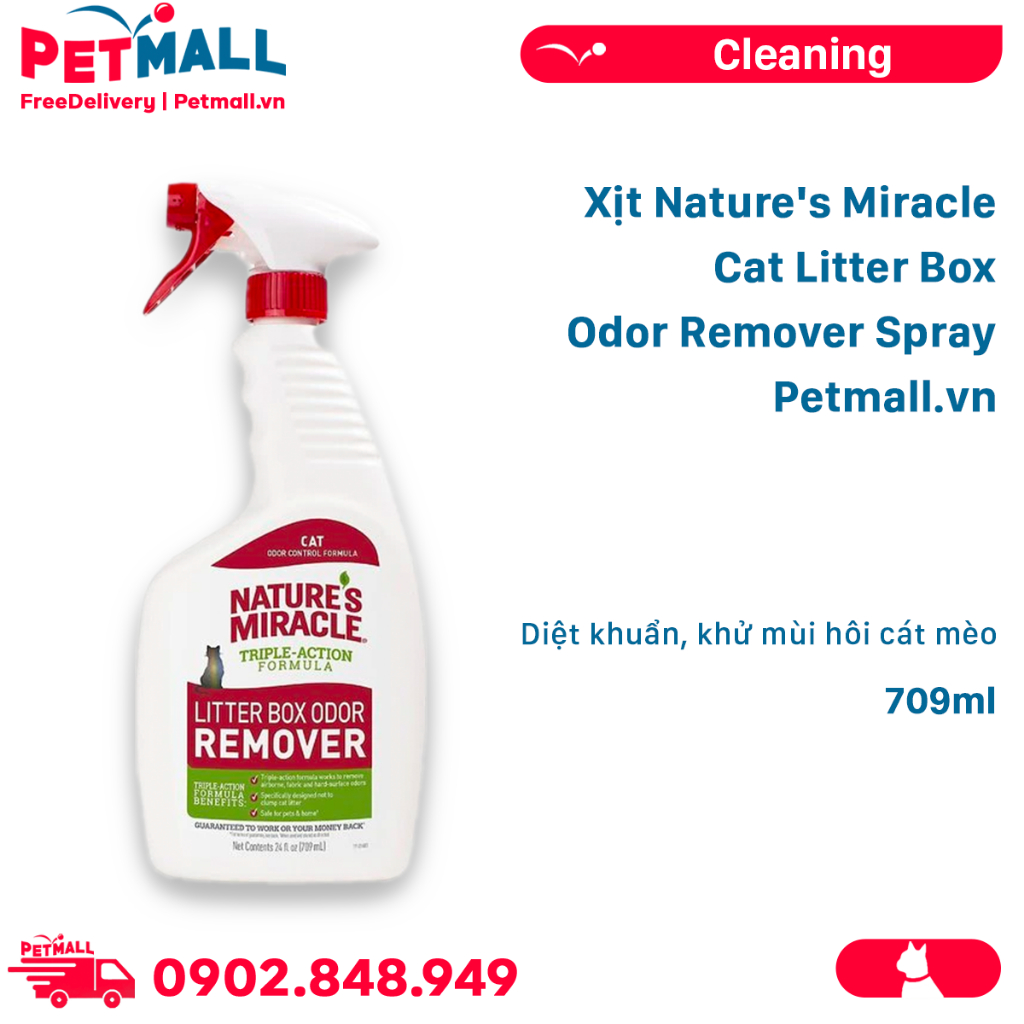 Xịt Nature's Miracle Cat Litter Box Odor Remover Spray 709ml Diệt