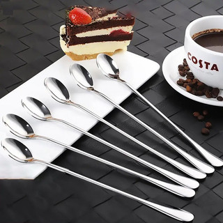 (Đá R) Set 5 Chiếc Thìa Sinh Tố Inox Muỗng Cà Phê Thép Không Rỉ 20 /23cm Cán Dài Chanh Đá