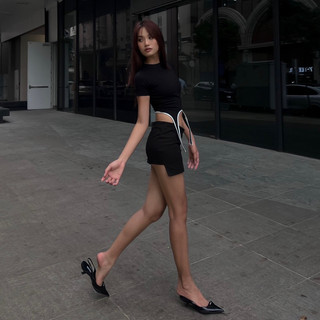 𝑵𝑰𝑵𝒀𝑺𝑴𝑼𝑺𝑬 - Chân Váy Thiết Kế CLIO Vạt Xéo Kèm Quần Trong Ninysmuse Kaki Co Giãn