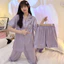 Bộ ngủ nữ cộc tay lụa xước 3 món hàng Quảng Châu quần đùi và quần dài cao cấp loại 1