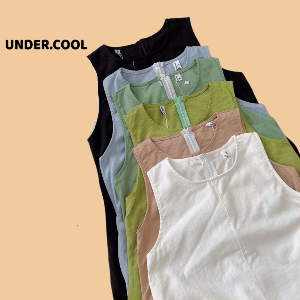 Váy nữ babydoll sát nách UNDERCOOL 2 dây màu trắng, Váy đi biển ulzzang kiểu hàn dễ thương VL04