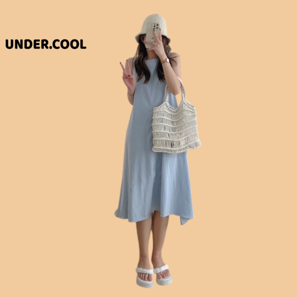 Váy nữ babydoll sát nách UNDERCOOL 2 dây màu trắng, Váy đi biển ulzzang kiểu hàn dễ thương VL04