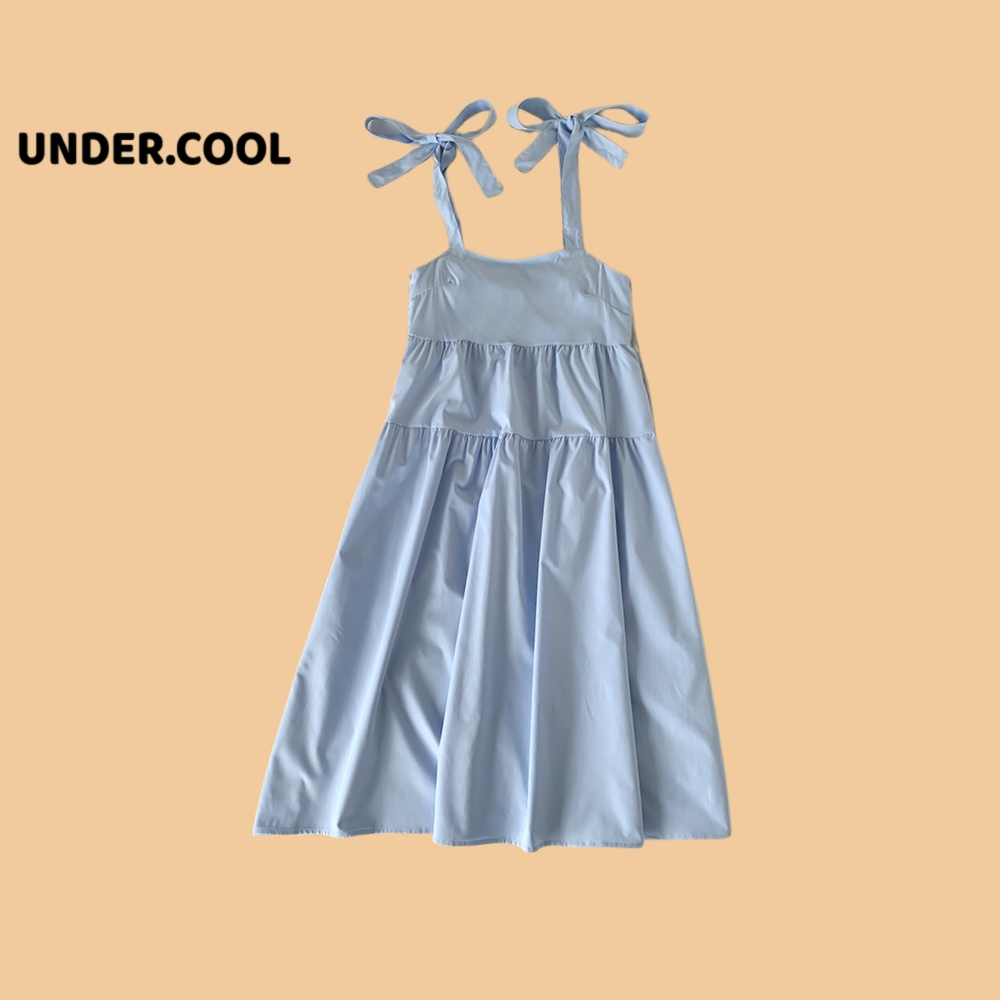 Đầm babydoll 2 dây buộc nơ UNDERCOOL ,váy maxi đi biển dáng rộng siêu xinh VL11