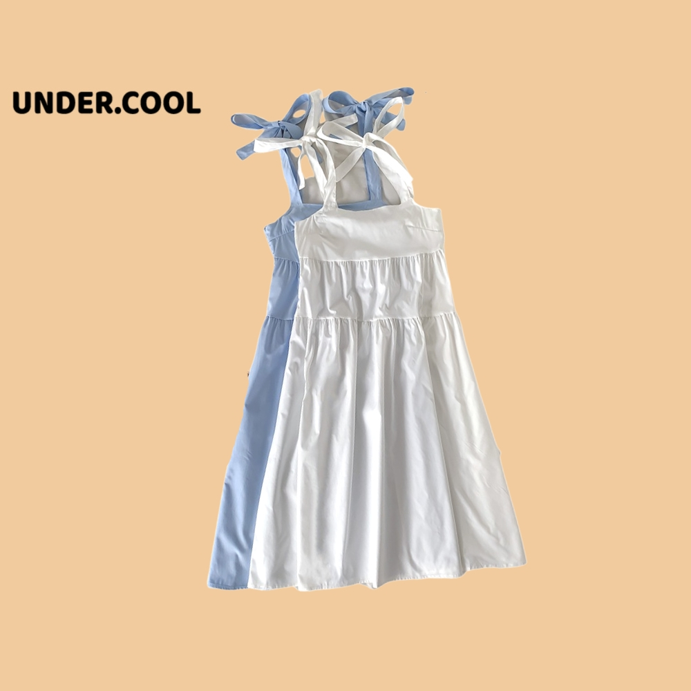 Đầm babydoll 2 dây buộc nơ UNDERCOOL ,váy maxi đi biển dáng rộng siêu xinh VL11