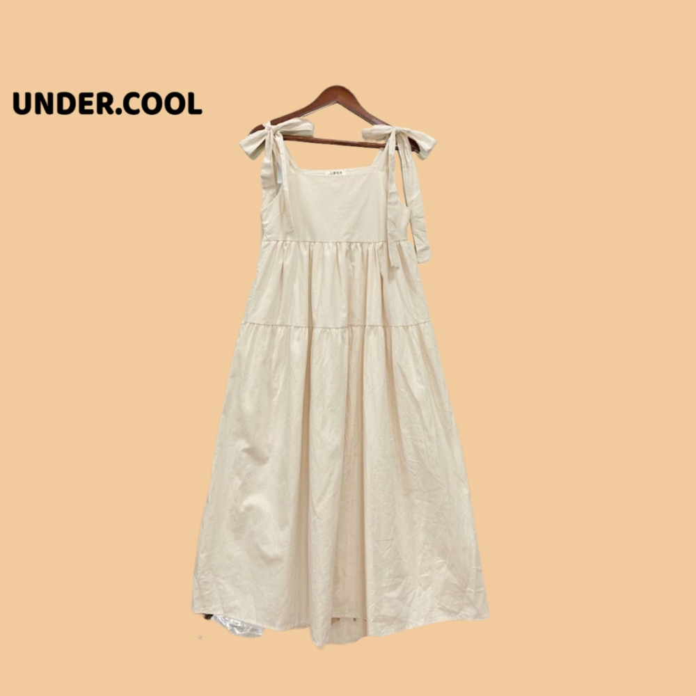Đầm babydoll 2 dây buộc nơ UNDERCOOL ,váy maxi đi biển dáng rộng siêu xinh VL11
