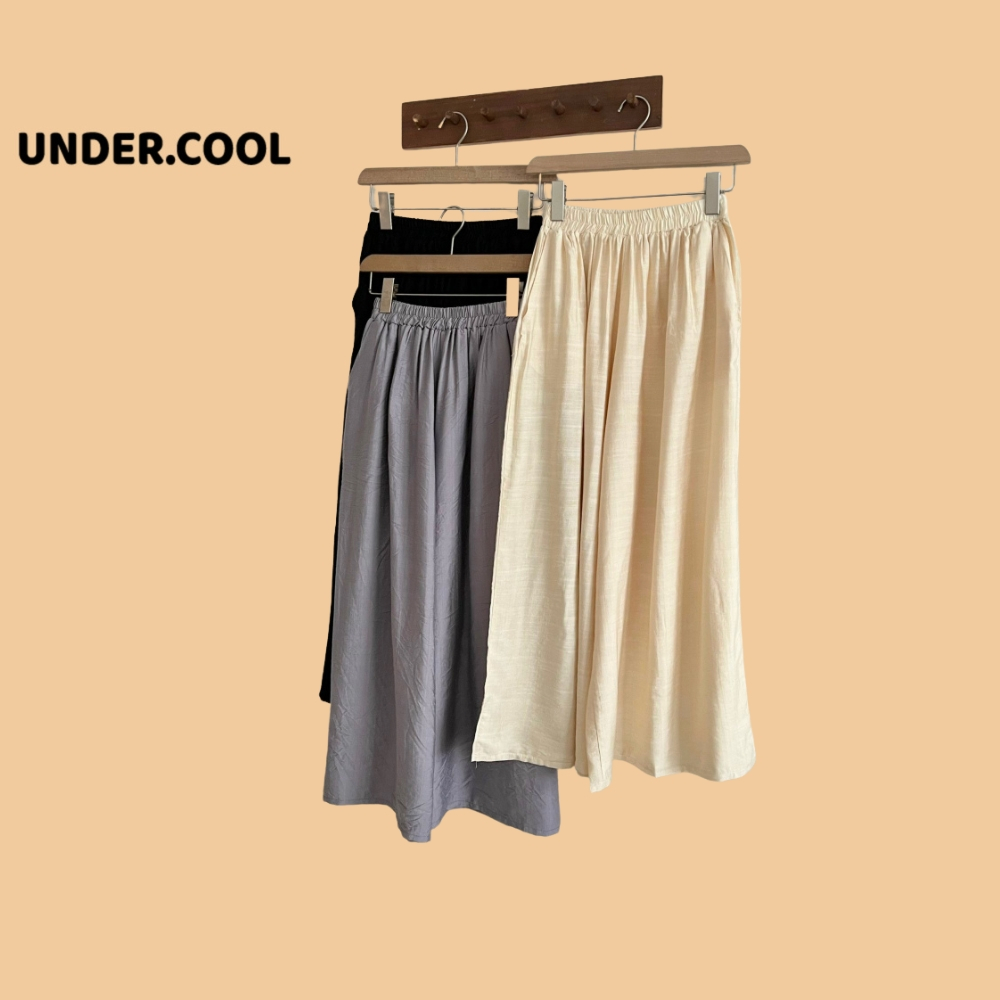 Quần đũi cạp chun ống rộng nhiều màu UNDERCOOL Culottes chất linen ống suông rộng QD17