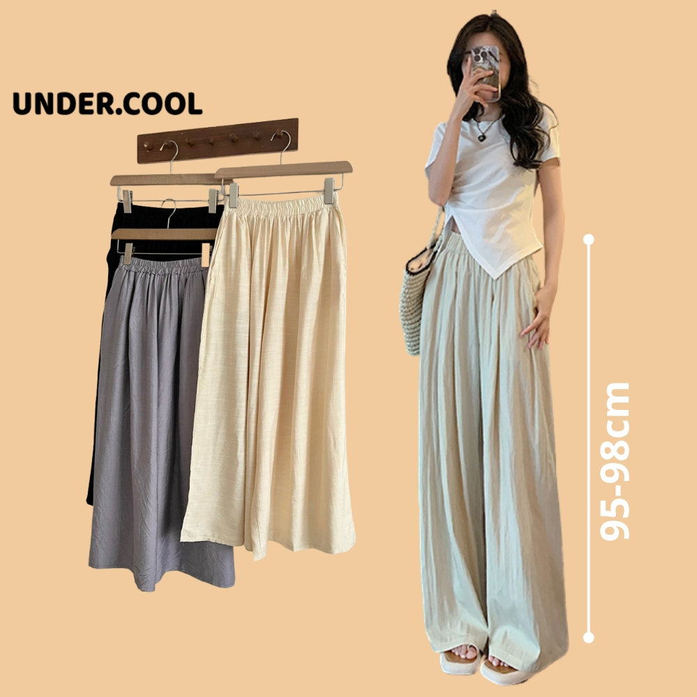 Quần đũi cạp chun ống rộng nhiều màu UNDERCOOL Culottes chất linen ống suông rộng QD17