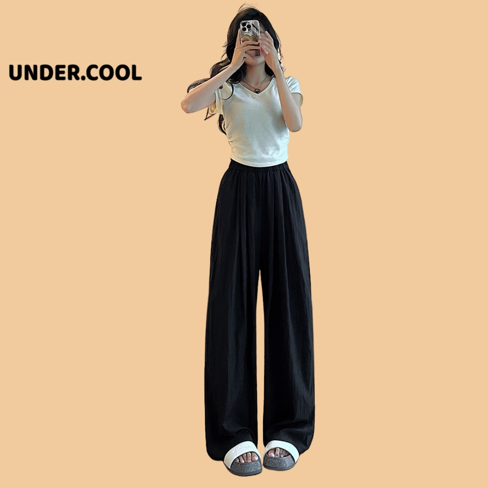 Quần đũi cạp chun ống rộng nhiều màu UNDERCOOL Culottes chất linen ống suông rộng QD17