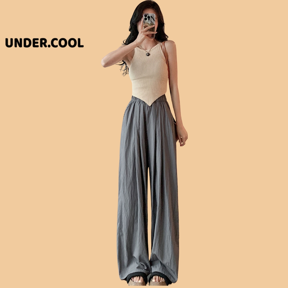 Quần đũi cạp chun ống rộng nhiều màu UNDERCOOL Culottes chất linen ống suông rộng QD17