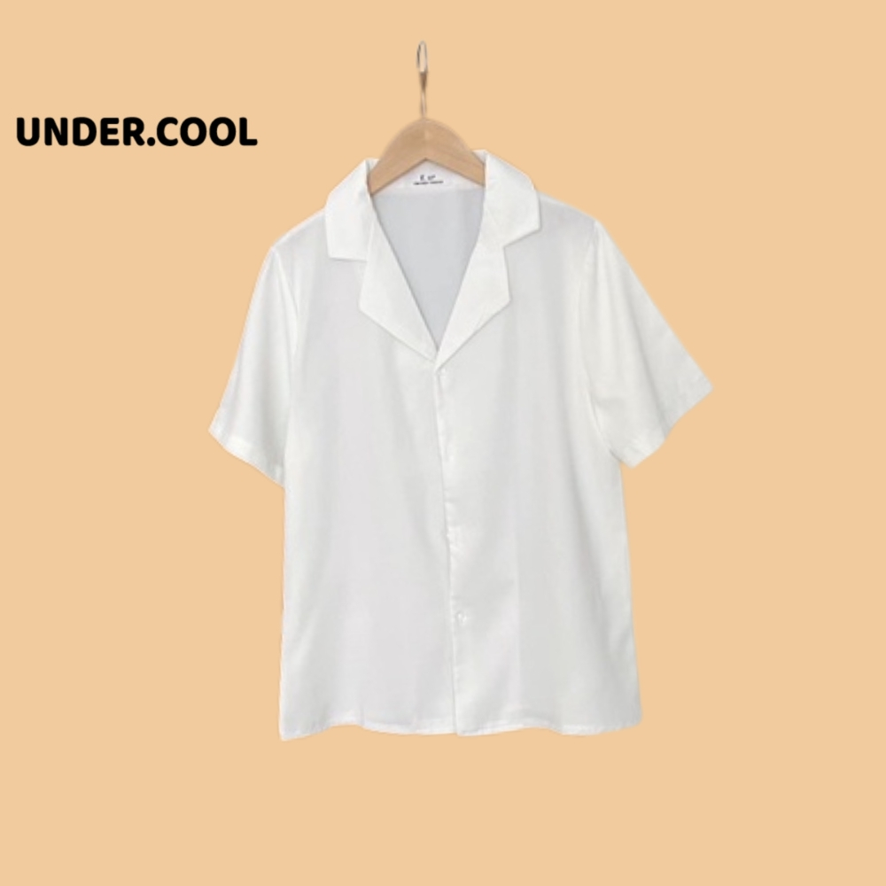 Áo sơ mi cổ vest cộc tay đũi lụa UNDERCOOL - form rộng sơ mi cổ vest unisex tay lỡ, chất vải mịn chống nhăn ASM06