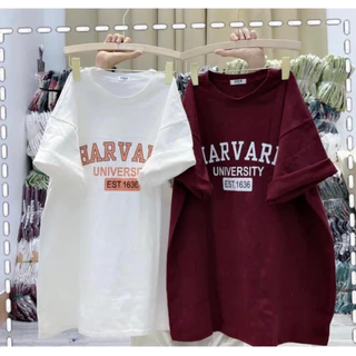 Áo phông thun nữ 3158 in chữ HARVARD form rộng unisex chất cotton khô KONOVA