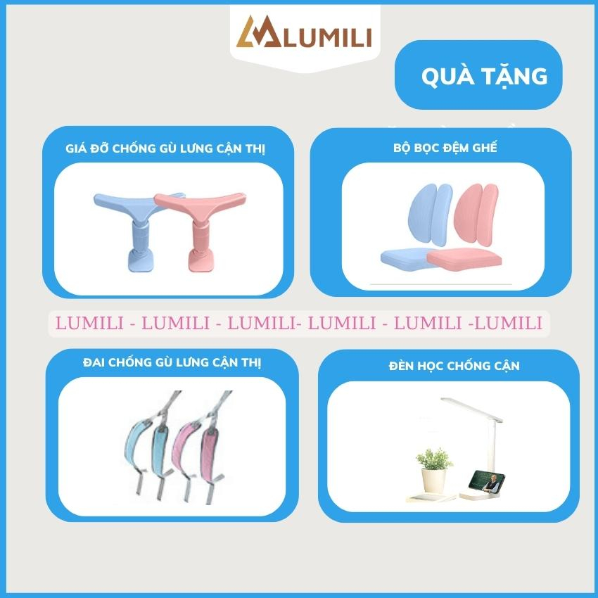 Bàn học chống gù thông minh trẻ em Lumili 310 gỗ tự nhiên cao cấp, bàn ngồi học cho bé 120cm