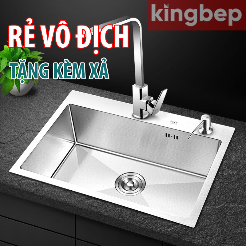 Chậu rửa bát 1 hố INOX 304 60x45, bồn rửa chén bát inox 304 phủ nano ...