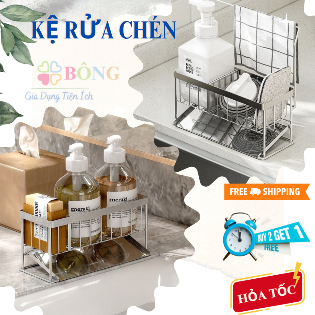 Kệ rửa chén Inox 304 không gỉ. Kèm đĩa ốc 45 độ thoát nước siêu tiện ...