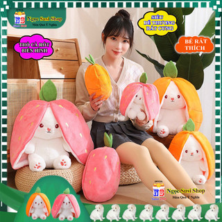THÚ NHỒI BÔNG HÌNH THỎ CÀ RỐT BIẾN HÌNH CÀ RỐT DÂU TÂY SIÊU CƯNG CHO BÉ - GIAO RẤT NHANH