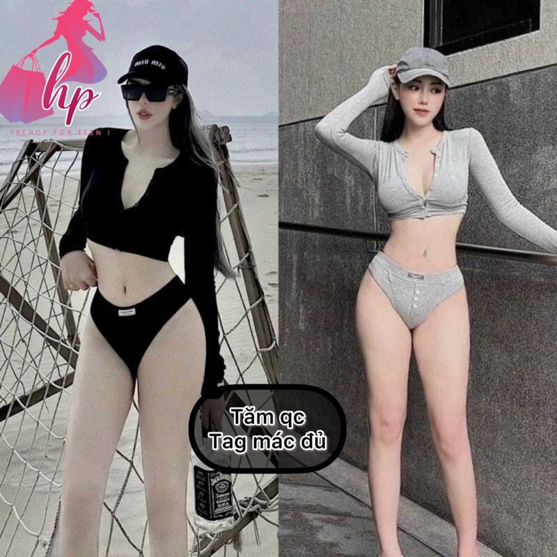 Set bộ đồ bơi đi biển, set bikini tay dài-VD912