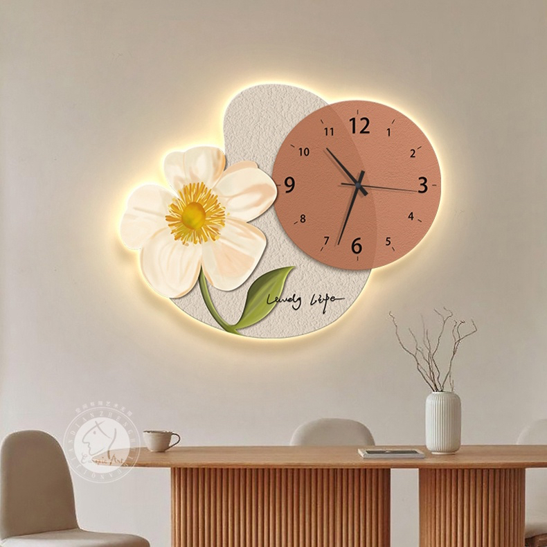 Tranh Đồng Hồ 3D LED Cắt Bông Hoa