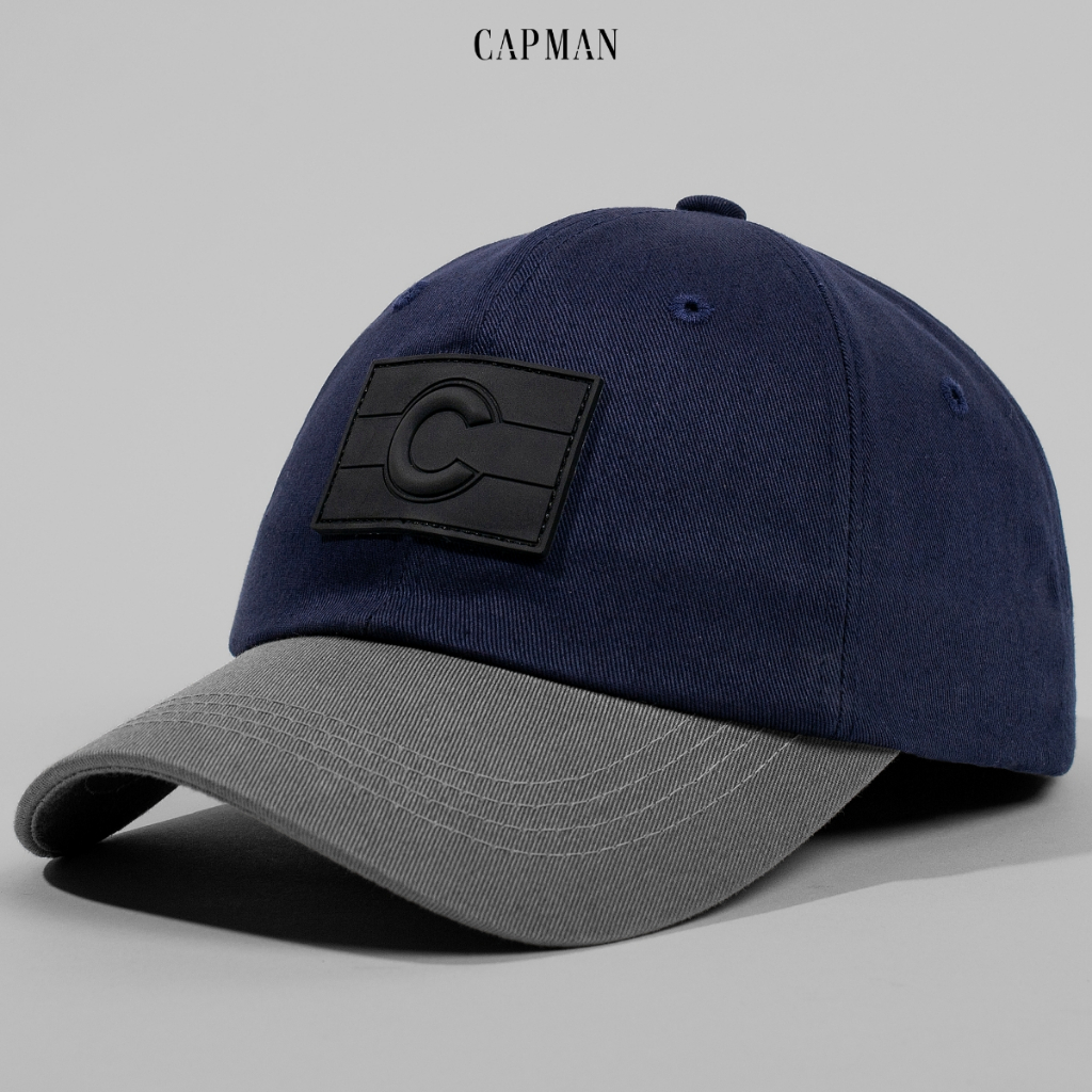 Mũ lưỡi trai thể thao màu xanh đen CAPMAN logo chữ C CM44