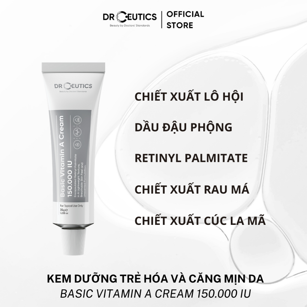 Ảnh DRCEUTICS Kem Dưỡng Trẻ Hóa và Căng Mịn Da Basic Vitamin A Cream 150.000 IU (50g) 3