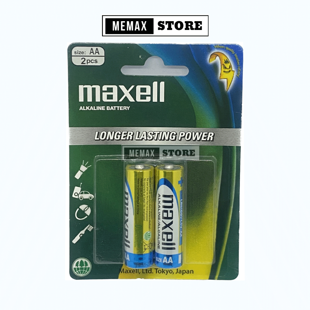 [sale] Vỉ 2 Viên Pin Aa 2a Aaa 3a Maxell Alkaline Lr3 Lr6 Longer