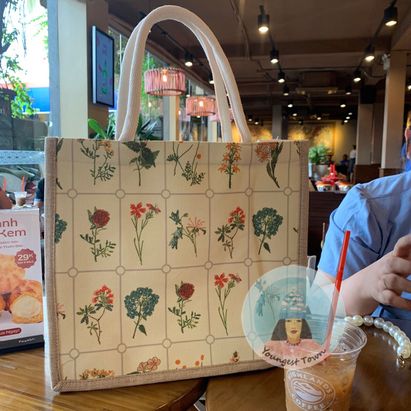 Túi cói bố  ĐA HOA vintage siêu xinh xắn 💐