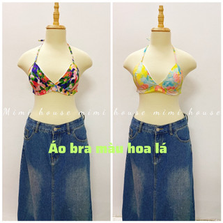 Áo bra cotton hoạ tiết mùa hè có thể mặc đi biển - Handmade by Mimi House