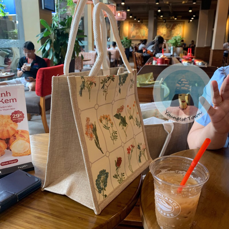 Túi cói bố  ĐA HOA vintage siêu xinh xắn 💐
