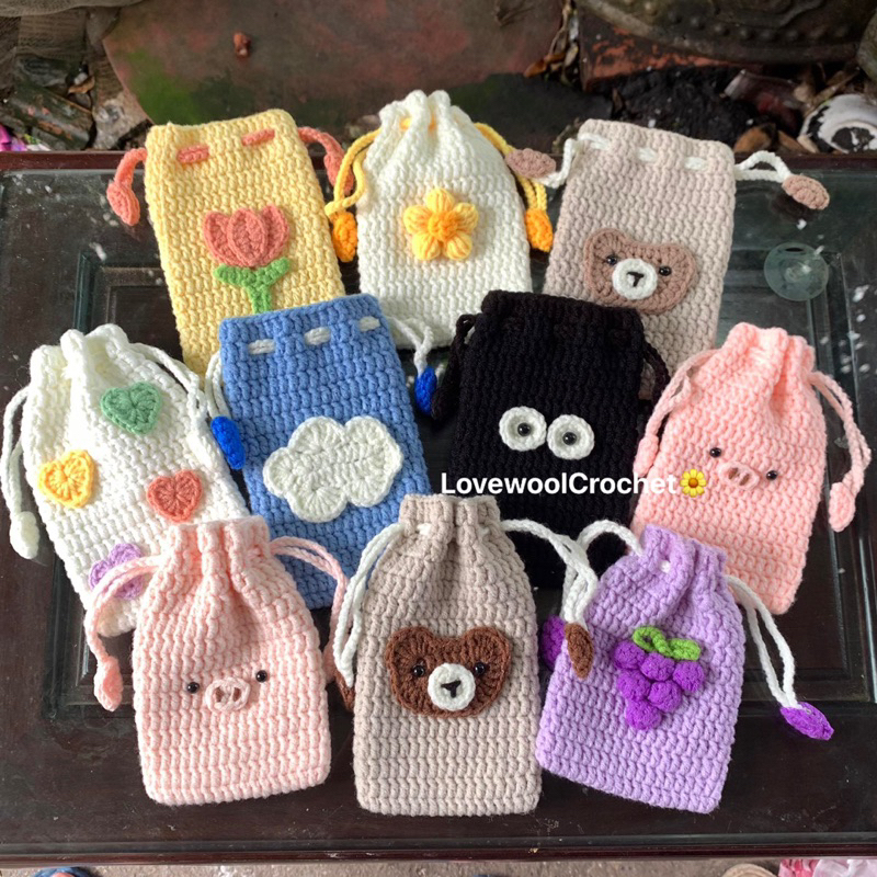 Túi rút mini bằng len handmade, túi đựng đồ mini, túi đựng máy ảnh🧶🧶 ...