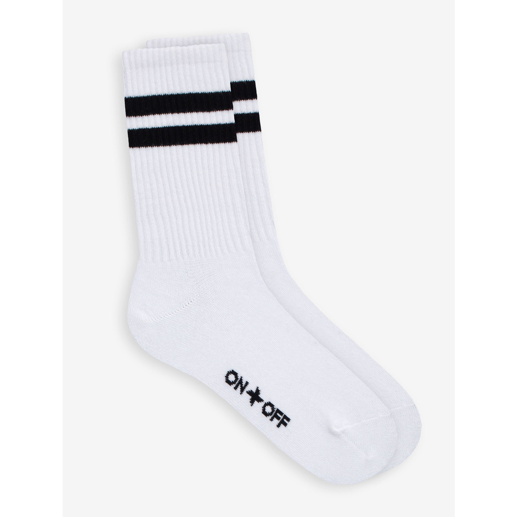 Ảnh Tất thể thao cao cổ Genz Unisex ONOFF 2 sọc ngang sneaker - 15AR23A115 2